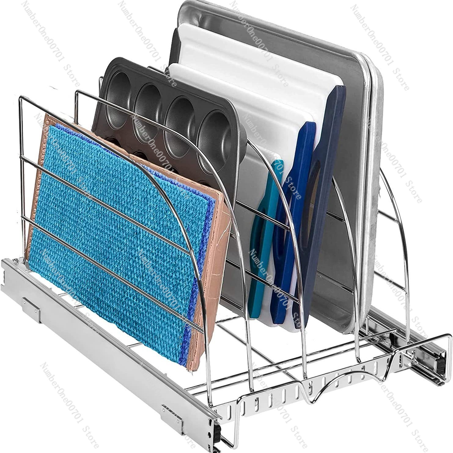 Kitchen Baking Sheet Organizer - Organisateur de placard de cuisine coulissant