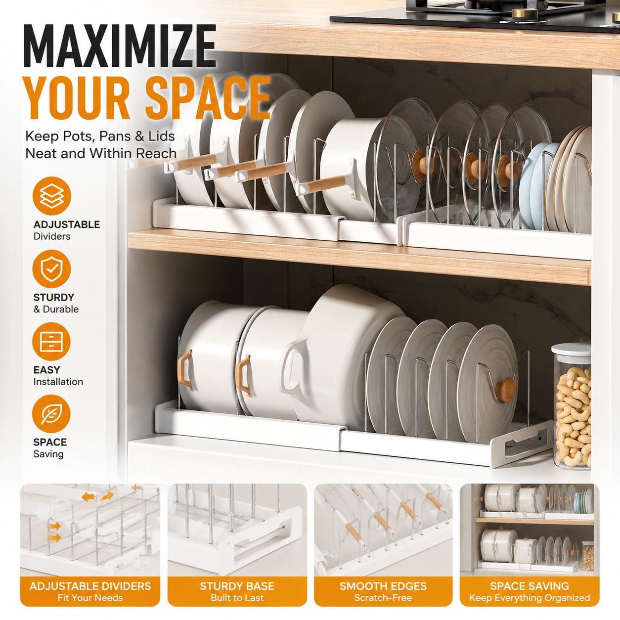 Organisateur de casseroles et  - Kitchen Cabinet Baking Organizer avis et prix